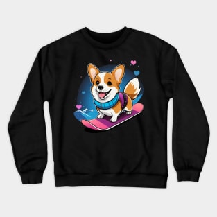 Cute Snowboarding Corgi Crewneck Sweatshirt